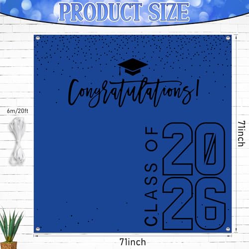 Fondo fotográfico de graduación 6x6 pies azul negro miniatura 2