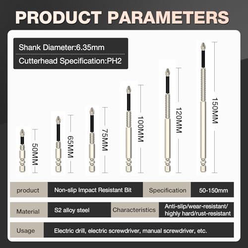 Image of MagFixer High-Magnetic Screwdriver Drill Bit Set, 2025 New k5 Impact Resistant Non Slip Bit, Anti Slip Screwdriver Bits for Dry Wall, Sheetrock (6pc)