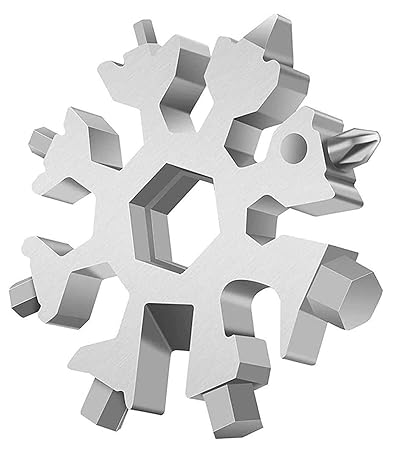 18-in-1 Stainless Steel Snowflake Portable Multi Tool, Screwdriver, Wrench, Bottle Opener Combination Compact Tool for Outdoor Travel, Camping, Adventure, Daily Tool & Keyring, Pack Of 1