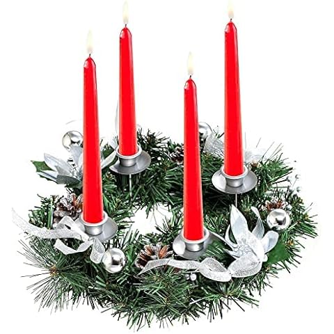 BEYAOBN 14inch Christmas Advent Wreath Candle Holder, Christmas Candle Holder, pinecone Berry Advent Candle Holder Centerpiece, Advent Decorations Gift for Holiday Tradition, For Advent and Christmas Cover