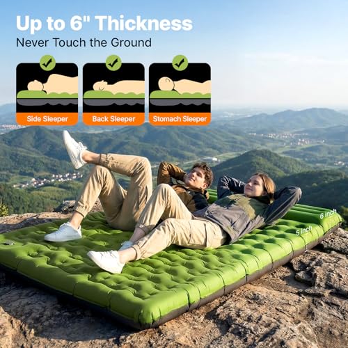 Image of OGERY Sleeping Pad, Ultralight Inflatable Sleeping Pad for Camping with Pillow Built-in Foot Pump, 6 inch Extra-Thick Reinforced Camping Mattress for Hiking, Backpacking, Tent