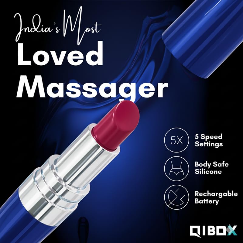 Image of Portable Waterproof Mini Personal Massager - Blue | Slim Compact Design with Multiple Intensity Modes | Quiet & Travel-Friendly (By QI-BOX)