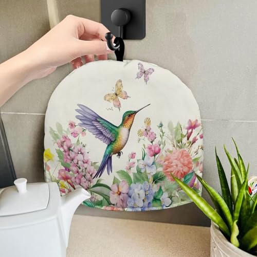 Image of Spring Floral Hummingbird Teapot Cover Tea Pots Cozy Insulated Tea Cozies Teapot Dust Cover Kettle Cover for Home Kitchen Dining Room Decor