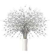 FOIMAS Christmas Artificial Glitter Berry Stem,10 Pack 19.68" Faux Christmas Pick Bead Sticks Twi...