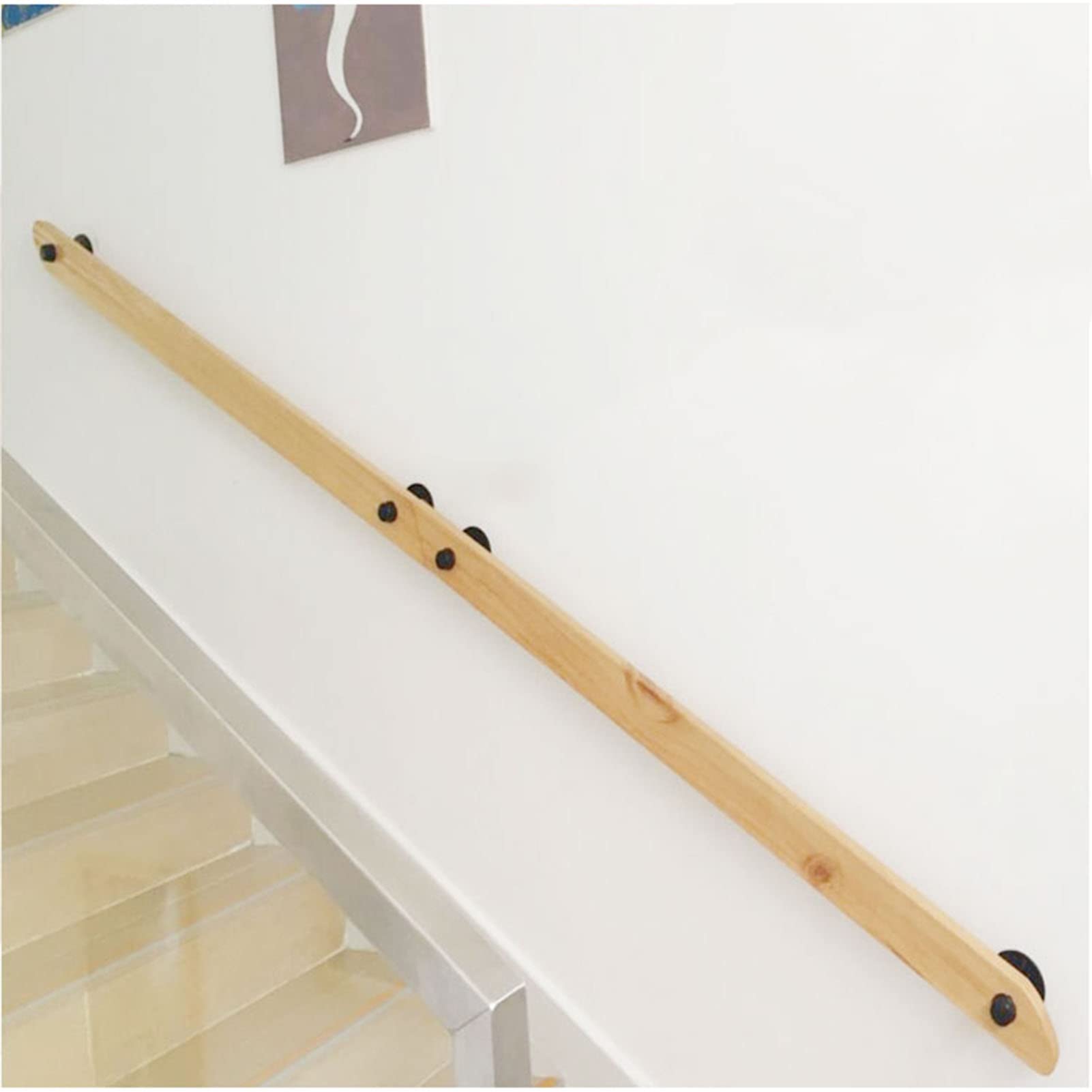 pasamanos Escalera pasamanos Acero Inoxidable Pasamanos de Escalera Kit Completo de barandilla de Escalera de Madera, hogar Barandilla de jardín de Infantes Pasillo contra la Pared Pasamanos