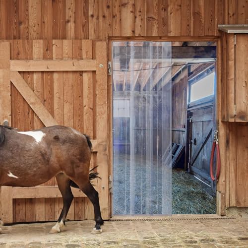 Image of Moukeren Plastic Curtain Strips, 82 ft x 8 in Clear PVC Strip Curtain Roll, Heavy Duty Plastic Insulated Freezer Door Strips for Commercial, Walk-in Cooler, Garage, Warehouse, 0.08 inch Thickness