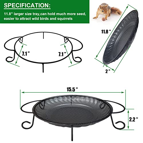 Cqairiou Upgraded Ground Platform Bird Feeder Tray,11.8 Inch Stainless Steel Large Bird Feeder Mesh Seed Tray With A Exquisite Tray Station,Attract Wild Birds,Great Decoration For Garden Backyard thumb #1