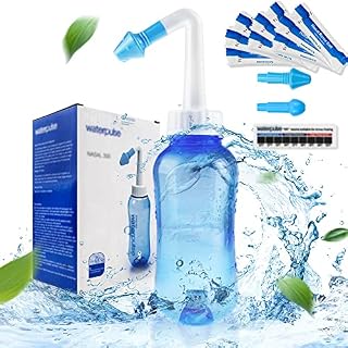 Neti Pot,Neti Pot Sinus Rinse,300ml Neti Pot Sinus Rinse Kit with 30 Packets Nasal Wash Salt,Thermometer Sticker, Nasal Sinus Rinse Kit for Adult Kid