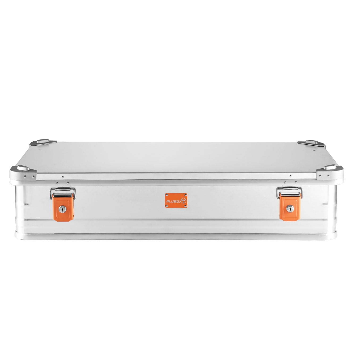 Alubox Alukiste abschließbar E141-17 - Premium Aluminium Lagerbox 67 Liter - Deckel mit Aluminium Druckguss Stapelecken und Gummidichtung - inklusive Schlösser - Bodenmaß E141 - Innenhöhe 17 cm