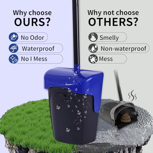 Image of Pooper Scooper Large Swivel Bin & Rake with 160 Waste Bags,Heavy Duty Dog Pooper Scooper with Bag Attachment for Large Small Dogs, Long Handle Poop Scooper with Lid for Yard, Grass, Gravel (Blue)