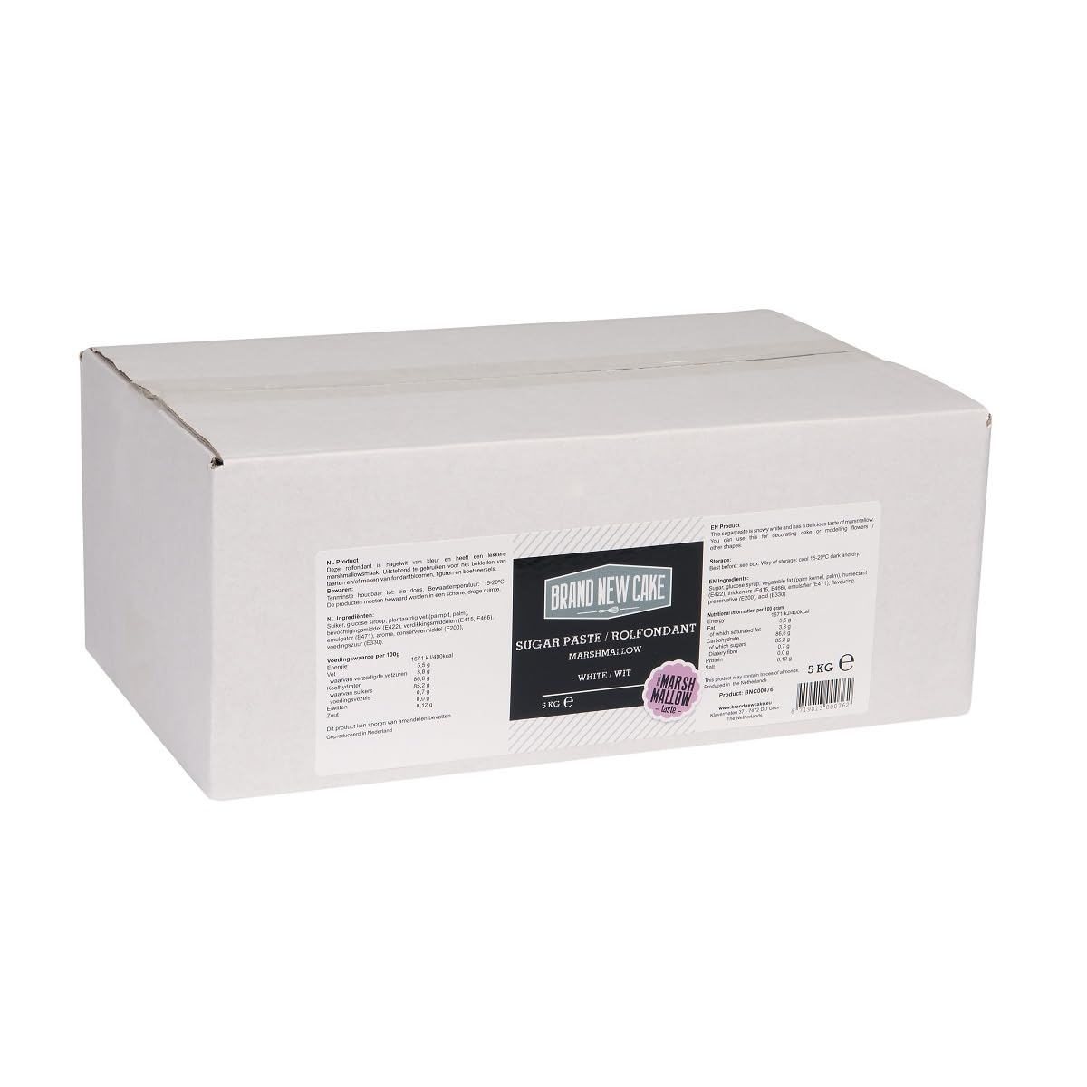 BrandNewCake® Fondant Blanco Sabor Malvavisco 5kg - Decoración de Tartas - Ideal para Repostería