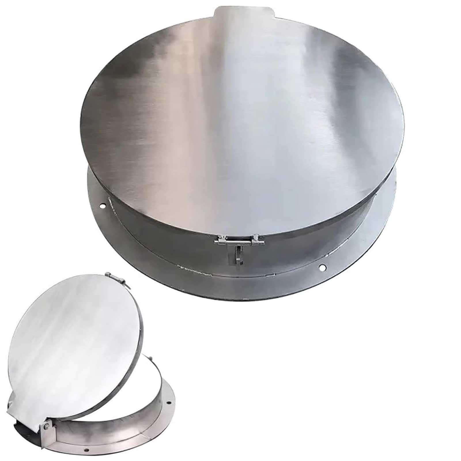 Chiusino Pozzetto e Telaio Rotondo per Tombino, Chiusino per Cisterna in Acciaio Inox con Serratura per Cortile, Marciapiede, Vialetto(40cm/16in)