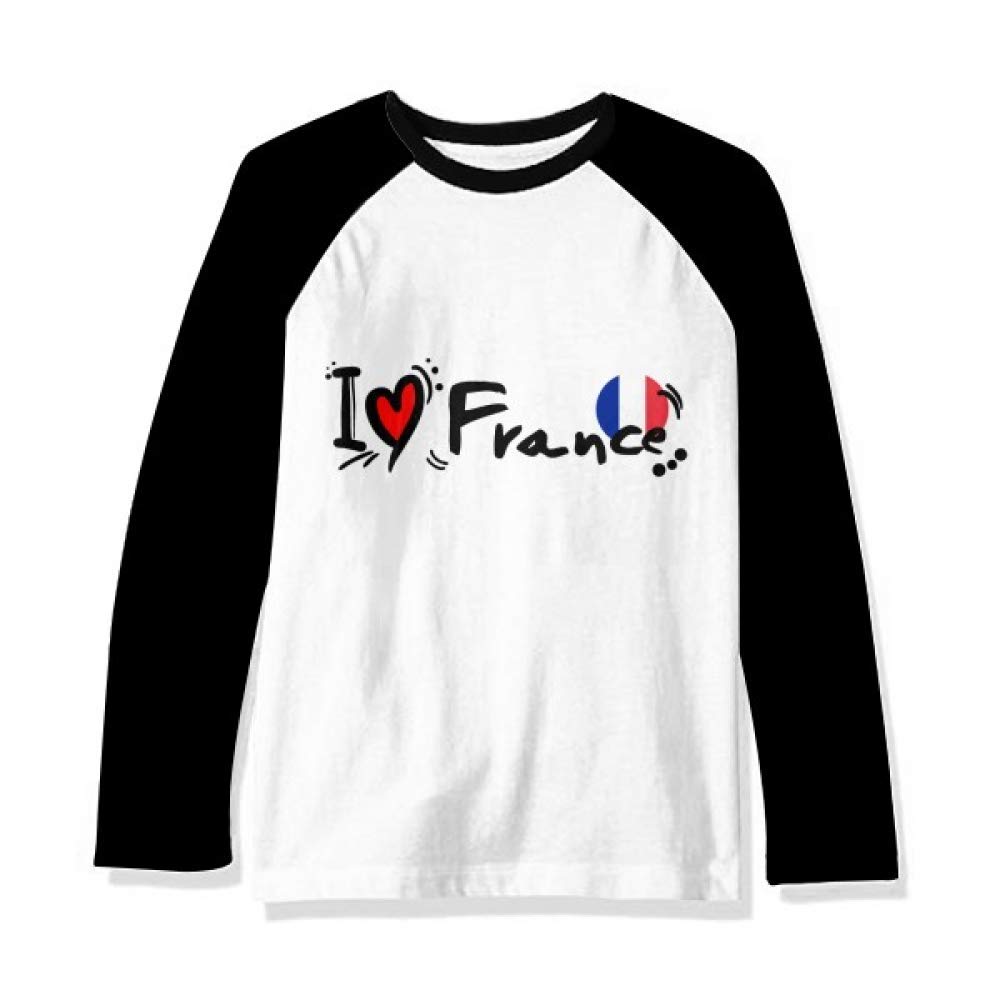BestchongI Love France World Flag Heart Long Sleeve Top Raglan T-Shirt Cloth