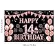 14. Geburtstag Party Dekoration - Hintergrund Banner für Jungen Mädchen - Extra Große Roségold Deko - Foto Prop für Damen Party Supplies