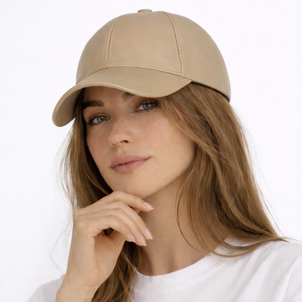 Lukkizara Genuine Real Lambskin Leather Unisex Baseball Cap - 100% Lambskin Adjustable
