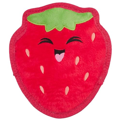 Outward Hound Tough Skinz Durable Squeaky Dog Toy with Two Tough Layers Strawberry Red Medium