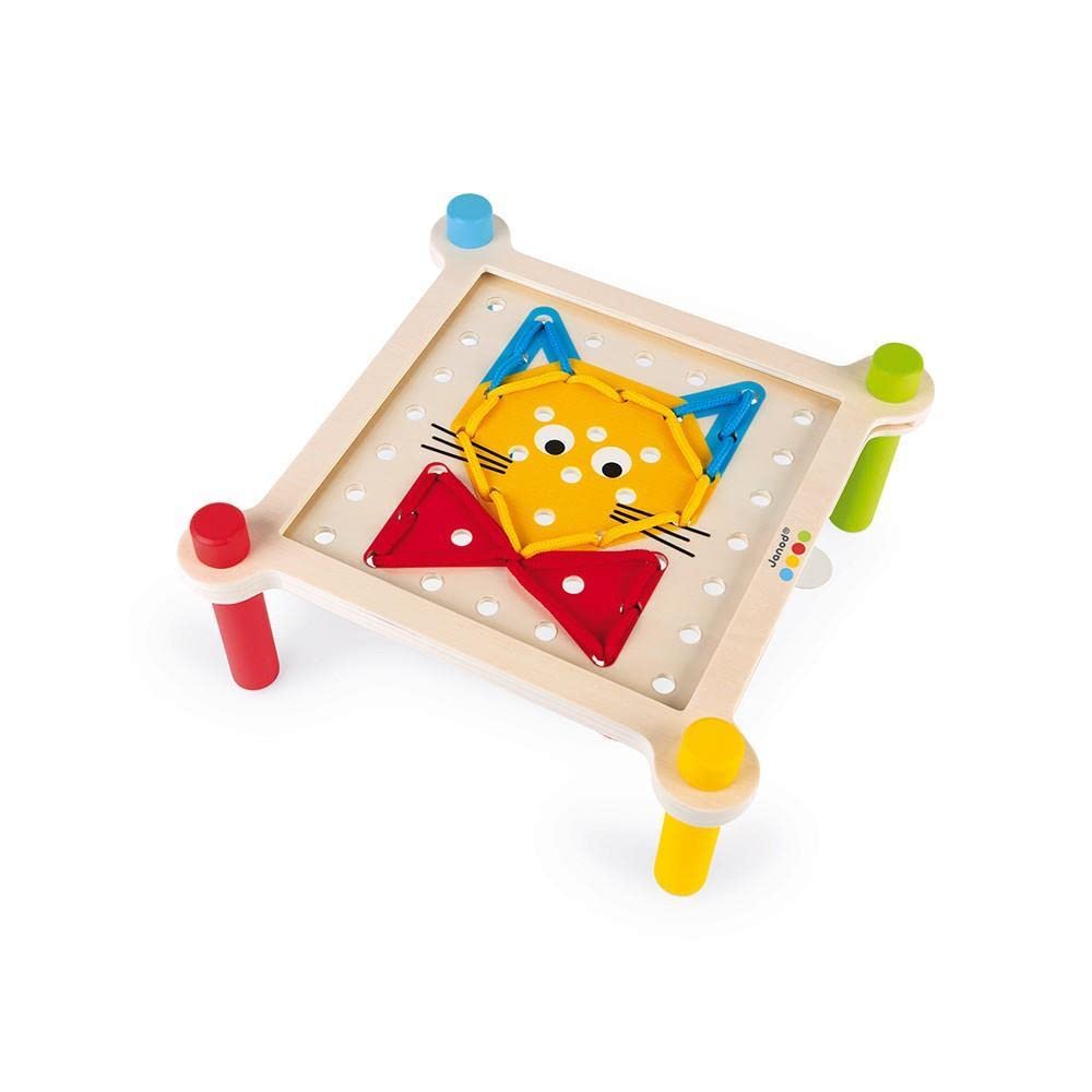 Janod - Essentiel - Le Laçage - Jeu Educatif Premier Âge en Bois - Dextérité et Créativité - Evolutif - Peinture à l'eau - Dès 3 Ans, J05064