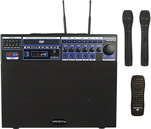 VocoPro DVD-Soundman 80W Multi-Format 4 Channel Portable Sound System with 2 Channel Wireless Mic Module