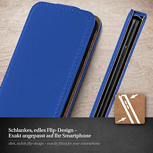 Étui de protection à rabat pour iPhone 13 Pro moex cuir synthétique bleu