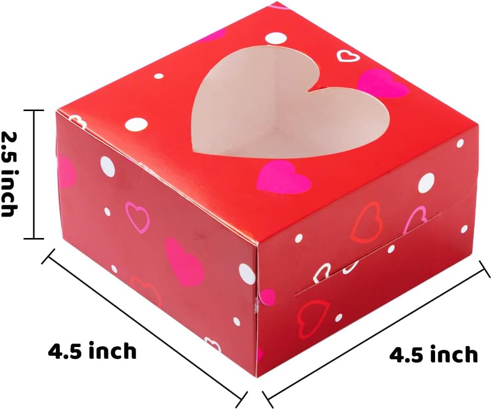 JOYIN 24 Pcs Valentine’s Day Bakery Treat Boxes, Valentines Cupcake Boxes, Cookie Boxes with Window for Holiday Pastries, Doughnut, Cookie, Cupcakes, Brownies, Truffles Gift Giving