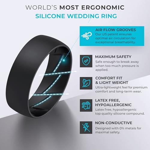 Image of ThunderFit Silicone Rings for Him and Her, Rubber Engagement Bands Unisex - 1 /4 /5 /7 /8 Variety Multipack