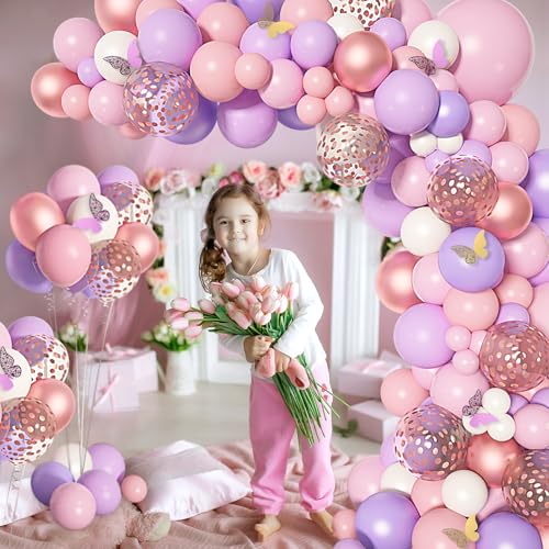 Image of Ouddy Party 129Pcs Pastel Purple Balloons Arch Garland Kit 18 12 10 5Inch