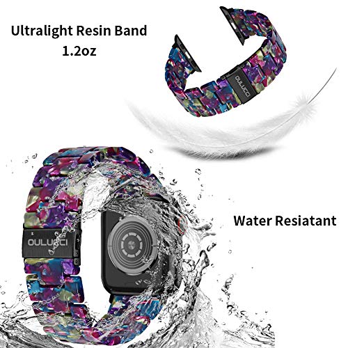 OULUCCI Compatible with Apple Watch Bands For Women, Fashion Resin iWatch Bands For Series 11 10 9 8 7 6 5 4 3 2 1 SE (Flower Purple Green, 38mm/40mm/41mm/42mm-Series11/10) by OULUCCI - Image 3