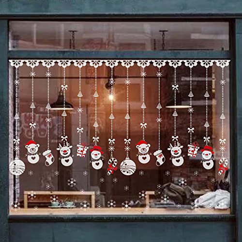 EDOTON Fensterbilder Weihnachten Selbstklebend Abnehmbare Fensterdeko Statisch Haftende PVC Aufkleber Winter Dekoration Fensterdeko Set 4 Blatt Cover