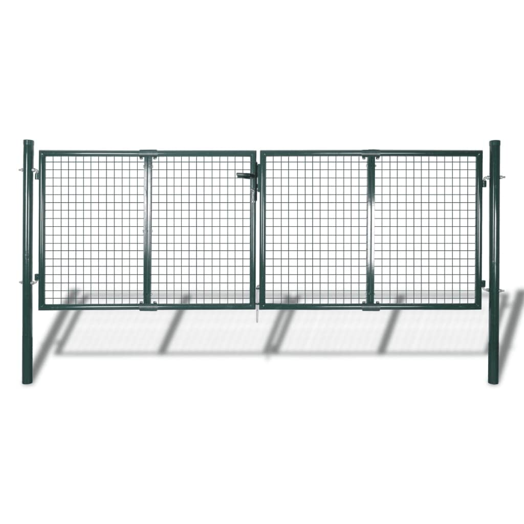HUAKEHOM Gartentor Doppeltor Zauntür Tor Garten Zaun Pforte Verzinkter Gartentür Zauntor Hoftor 289x125 cm/306x175 cm Stahl Grün