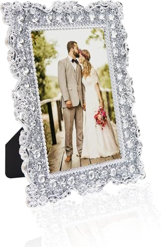 LAST HOE DOWN Crystal Rhinestone Wedding Photo Frame 5x7 Inch Silver Decorative Tabletop Display