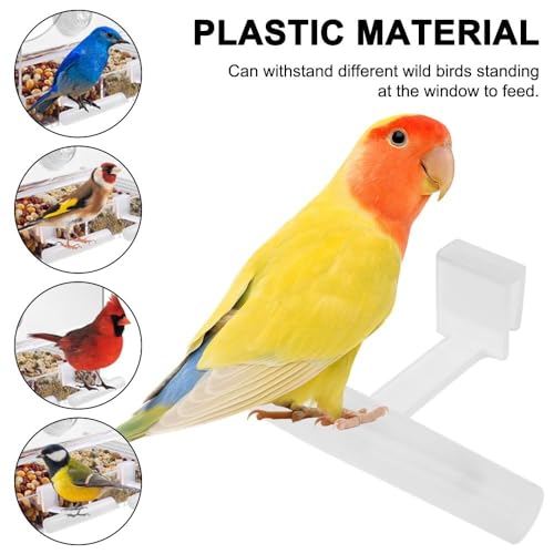 Image of 2PCS Bird Perch Stands, Acrylic Parrot Feeder Playstand Window Bird Feeder Accessories for Blue Jay Cardinal Goldfinch Chickadees