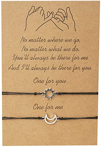 2 pçs pulseiras de sol lua para amigos casais vazado sol lua círculo trançado pulseira com corda aju