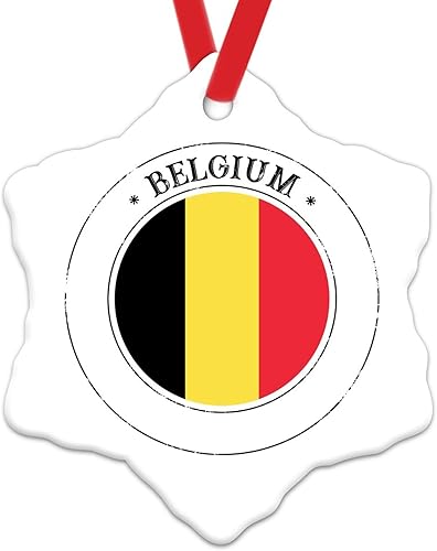 Adorno de Navidad de recuerdo de la ciudad de Bélgica, bandera de Bélgica, relleno de calcetín de Navidad, adorno de cerámica, bandera nacional,
