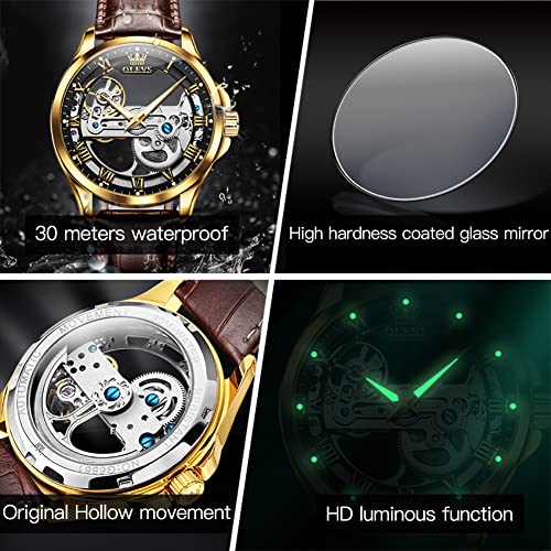 Image of OLEVS Men Watches Dress Waterproof Leather Band Classic Large Face Luxury Watches for Men Casual Fashioned Nice Analog Watch Men Day Date Easy Reader Quartz Original Business Adjustable Watches Men