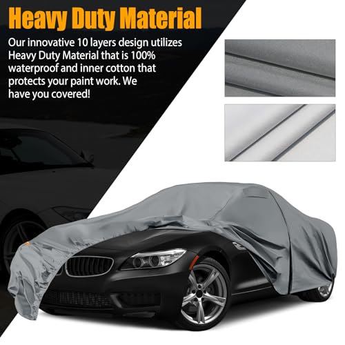 Image of Waterproof Premium Car Covers Replace for 2009-2025 BMW Z4, 10 Layers Heavy Duty All Weather Car Cover with Zipper Door, Windproof Bands for Snow Rain Dust Protection