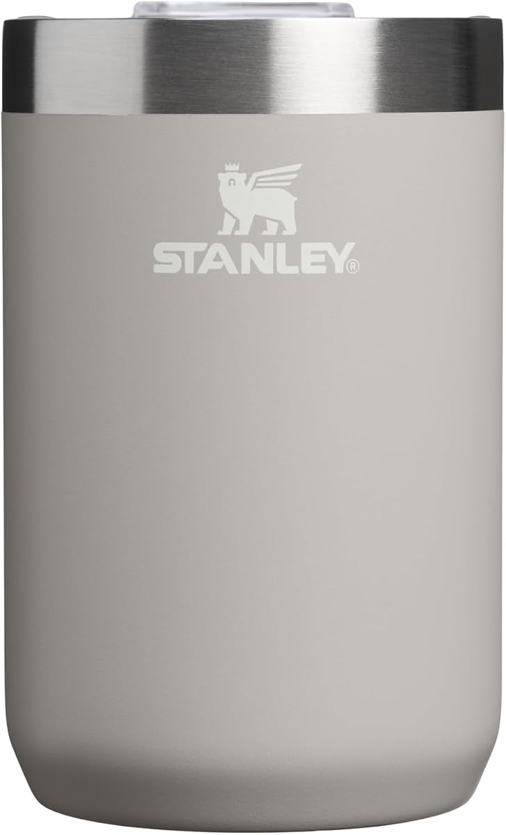 Taza de campamento diario 12 oz | Beber a través de la tapa | Taza para Café, Té y Bebidas | Acero inoxidable aislado | Sin BPA | ceniza