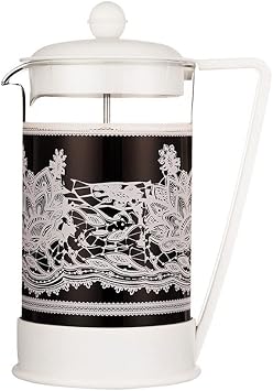 French Press Coffee Maker with Borosilicate Glass Carafe, 1000ML, White Color B