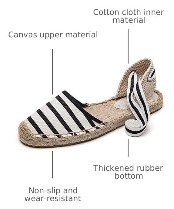 Image of Women's Espadrille FLat Sandals Closed Toe Ankle Wrap,Classic Lace Up Summer Dressy Flat Shoes