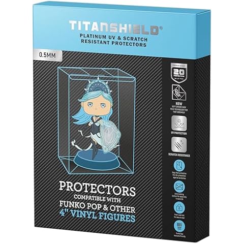 TitanShield 0.5mm Platinum UV and Scratch Resistant Pop Protectors Sleeve Case Compatible with Funko - 4" Inch Pop! Vinyl Figures (20 Count) Cover