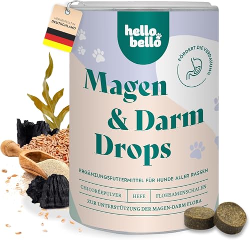 HELLOBELLO Kaltgepresste Magen-Darm Drops für Hunde gegen Sodbrennen 350g Soft mit Bierhefe 37% Lamm & Meeresalge - Gras und Kotfresser Drops Hund Gegen Sodbrennen Magenschutz Magen