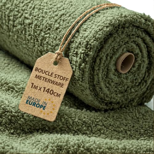 Tissu Bouclette au Metre 1 M x 140 cm - Tissu Ameublement Textile Deco Ideal pour Coussin Canape Sofa Housse Mobilier Tissus au M avec Certification Oeko Tex...