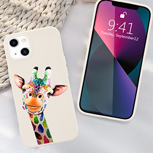 MAYCARI Niedliche lustige Giraffen-Handyhülle für iPhone 7/8/SE 2020, weiße Flüssigsilikon-Hüllen, Cartoon-Softgel-Gummi, Ganzkörper-Schutz, Mikrofaser-Futter, Frauen, Männer