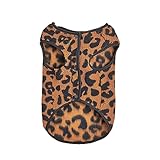 ISUPY ペット服 犬服 秋冬 パーカー コート 防寒 暖かい もこもこ ドッグウェア ｔシャツ 豹柄 小型犬 中型犬 おしゃれ 子犬 猫 洋服 チワワ トイプードル服 お散歩 (M,ブラウン)