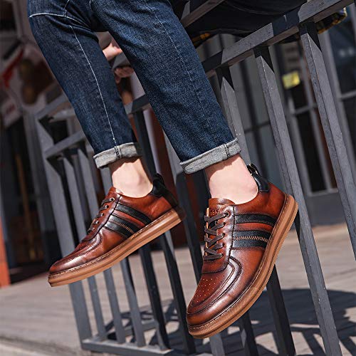 Image of Arkbird Casual Sneakers, Breathable Lace-Up Leather Walking Shoes Comfortable Fashion Sneakers for Men Daily Work