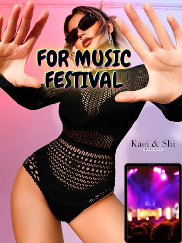 Image of Kaei&Shi Sexy Hollow Rave Outfits, Fishnet Bodysuit Fits US Women Sizes 0-18, Sheer Lace Glow Party Tops Festival Mesh