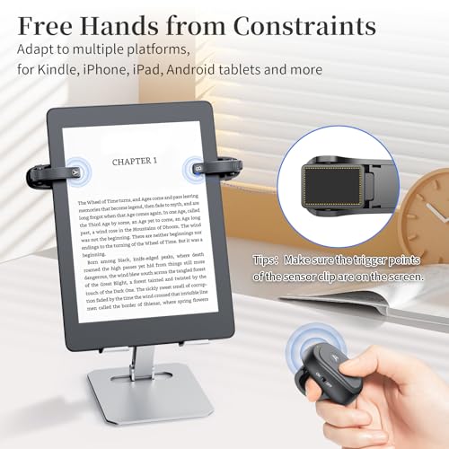 Image of [2 Clips] Finger Ring Kindle Page Turner Remote Control for Paperwhite: Rechargeable Wireless Clicker for Reading on Bed for iPhone Android iPad, Camera Shutter & Video Record Accessories (Black)
