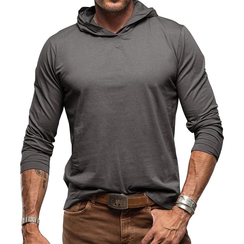Fashion Men's Lightweight Hoodie Athletic Gym Workout Long Sleeve Pullover Sport Solid Sweatshirt