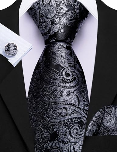 Image of Barry.Wang Men 6PCS Tie Silk Gift Necktie Clip Woven Tie Sets Party | Men Tie Classic Silk Gift Necktie With Tie Clip Jacquard Woven Neck Ties 6PCS Formal Wedding