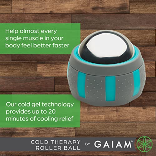 Image of Gaiam Restore Rolling Massager, Cold Therapy (Cold) | Ergonomic Roller Ball | Targeted Muscle, Joint & Trigger-Point Recovery | Compact Size | Pre & Post-Workout Use