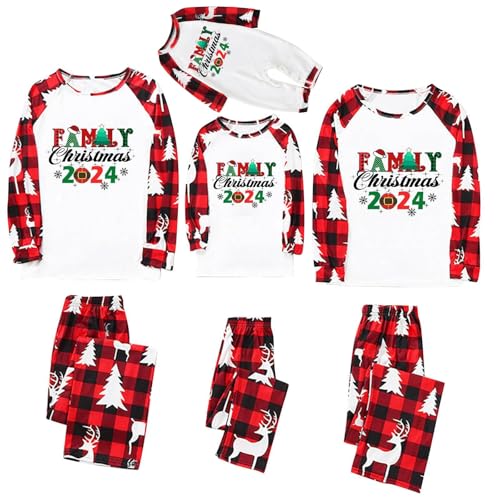 Gyaimxfu 2024 Ropa Navideña Familiar Invierno Navidad Estampado En 3D Pantalón y Tops Dos Piezas Pijamas Navideños Suelta de Ocio Familia Navideño Regalo Navideñobebés